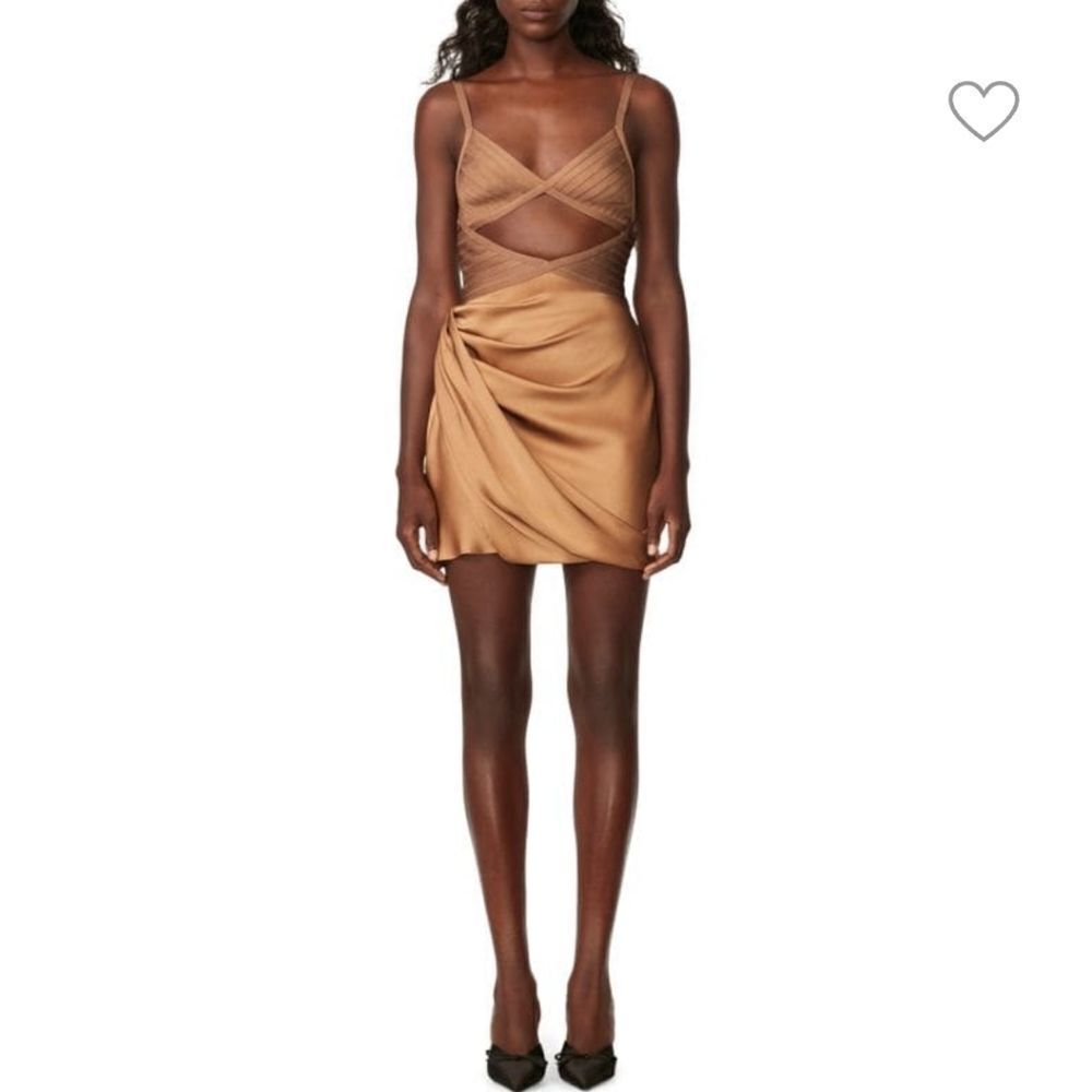 NWT Herve Leger Draped Silk Cut Out Mini Dress  Size 8